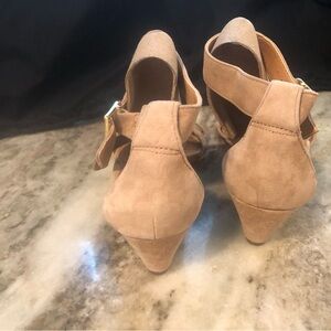 Sandy beige suede JCrew wedge shoes
